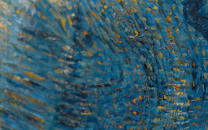 Detail van verfstreken uit het werk Vincent van Gogh, Zelfportret met grijze vilthoed, 1887